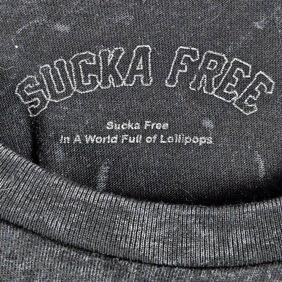 Sucka Free Skull Graphic Marbled Mens T-Shirt Size 2XL Black Grey Gothic Tee - Picture 3 of 5